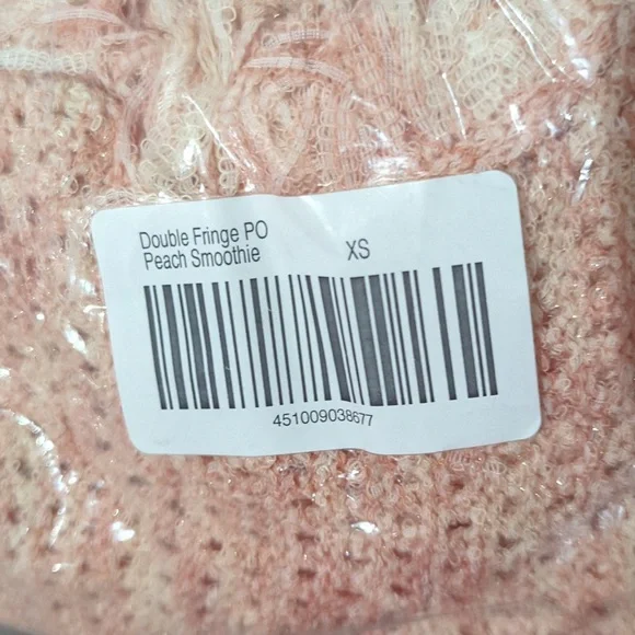 NWT White House Black Market Peach Smoothie Fringe Crochet Sweater Size XS - Picture 5 of 5